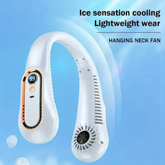 Portable Hanging Neck Fan | USB Bladeless Air Cooler with 5 Speeds & Display