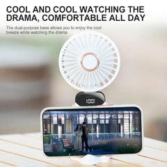 3000mAh Mini USB Fan | Foldable 5-Speed Fan with Display & Phone Stand