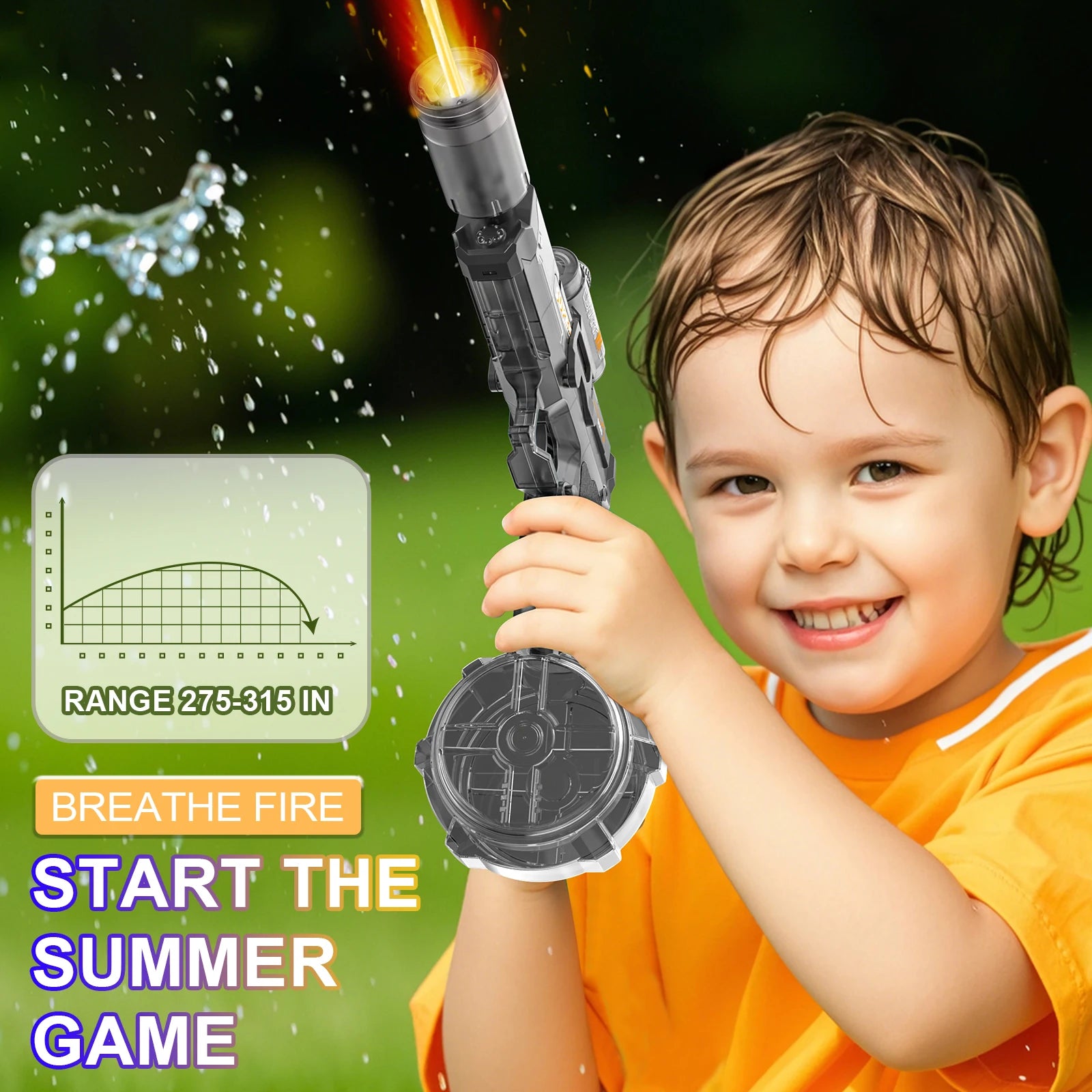 Electric Water Gun with Light | High-Pressure, High-Speed Outdoor