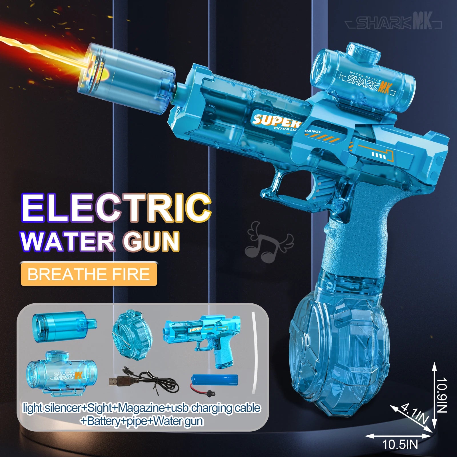 Electric Water Gun with Light | High-Pressure, High-Speed Outdoor