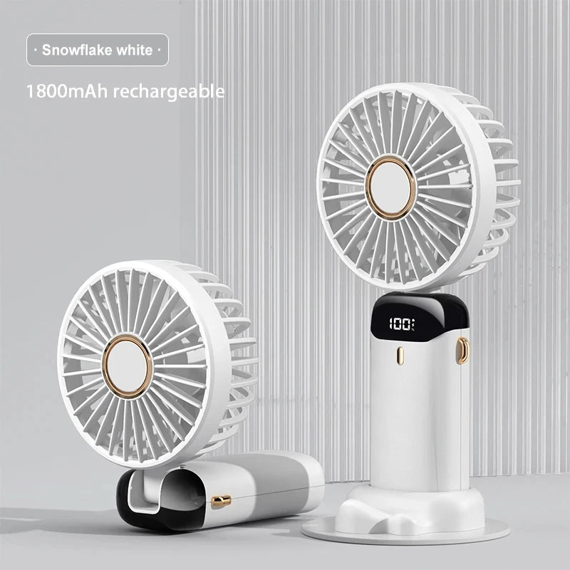 3000mAh Mini USB Fan | Foldable 5-Speed Fan with Display & Phone Stand