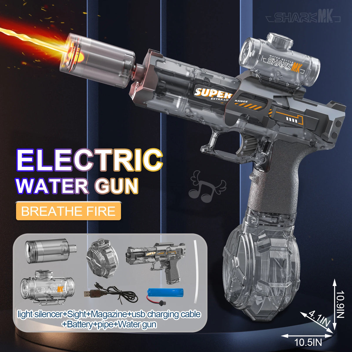 Electric Water Gun with Light | High-Pressure, High-Speed Outdoor
