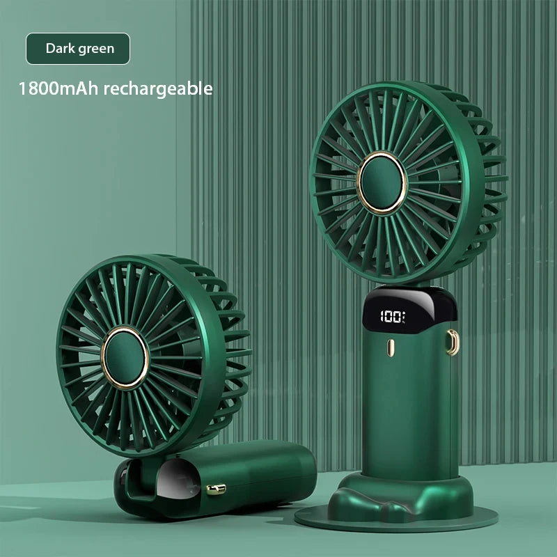 3000mAh Mini USB Fan | Foldable 5-Speed Fan with Display & Phone Stand