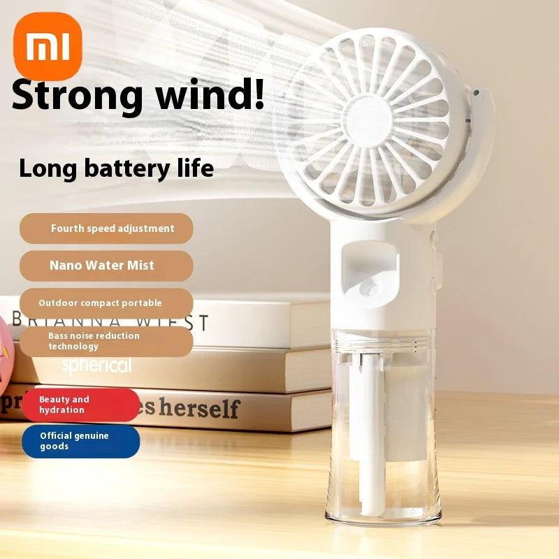 Xiaomi Mini Handheld Humidifier Fan Portable Misting Fan USB Rechargeable Battery Water Spray Handheld Fan with Humidifier