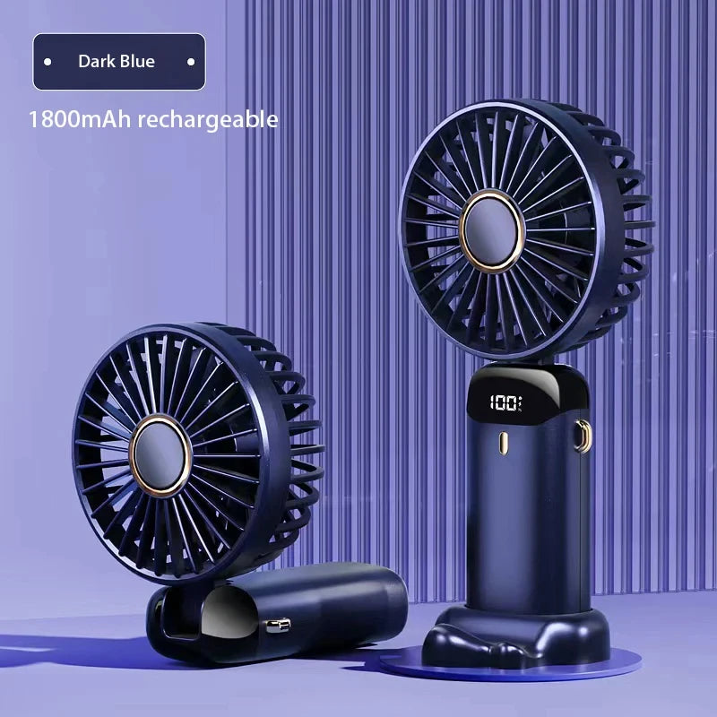 3000mAh Mini USB Fan | Foldable 5-Speed Fan with Display & Phone Stand