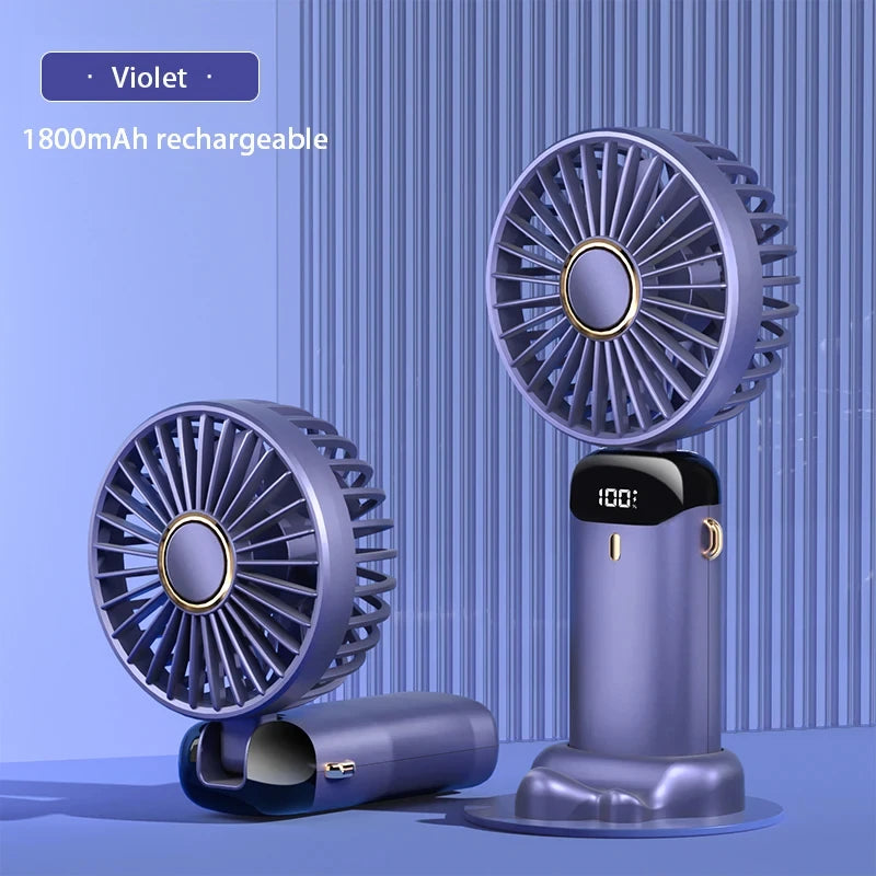 3000mAh Mini USB Fan | Foldable 5-Speed Fan with Display & Phone Stand