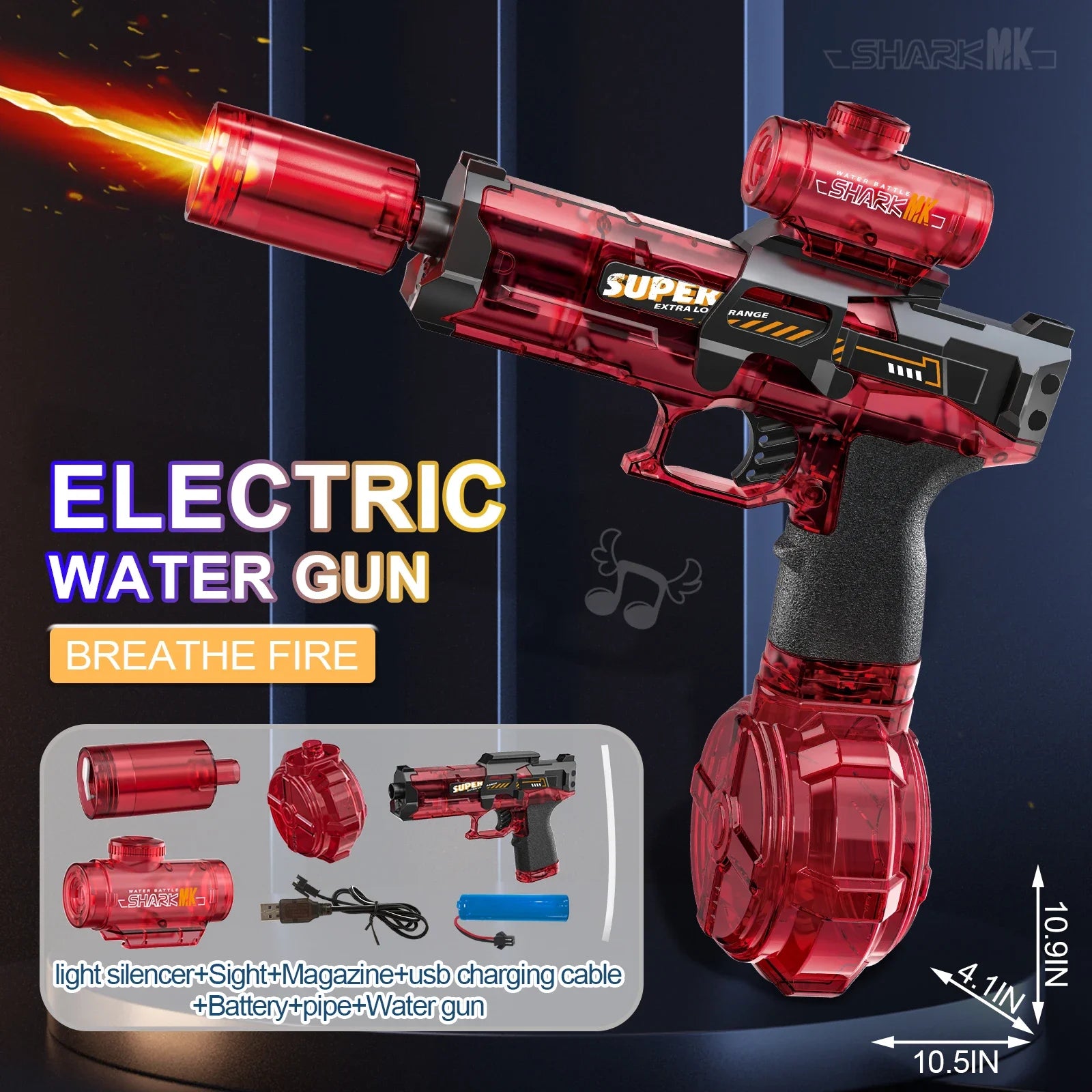 Electric Water Gun with Light | High-Pressure, High-Speed Outdoor
