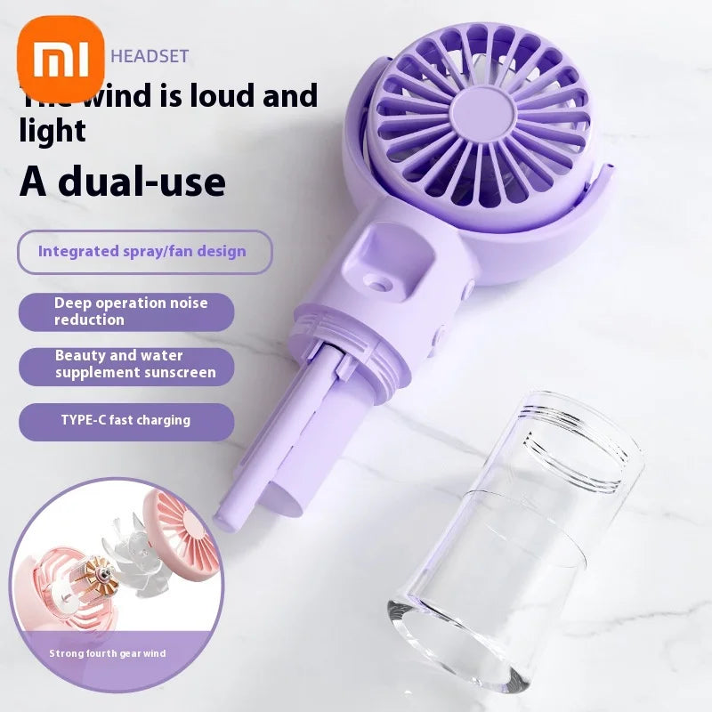 Xiaomi Mini Handheld Humidifier Fan Portable Misting Fan USB Rechargeable Battery Water Spray Handheld Fan with Humidifier