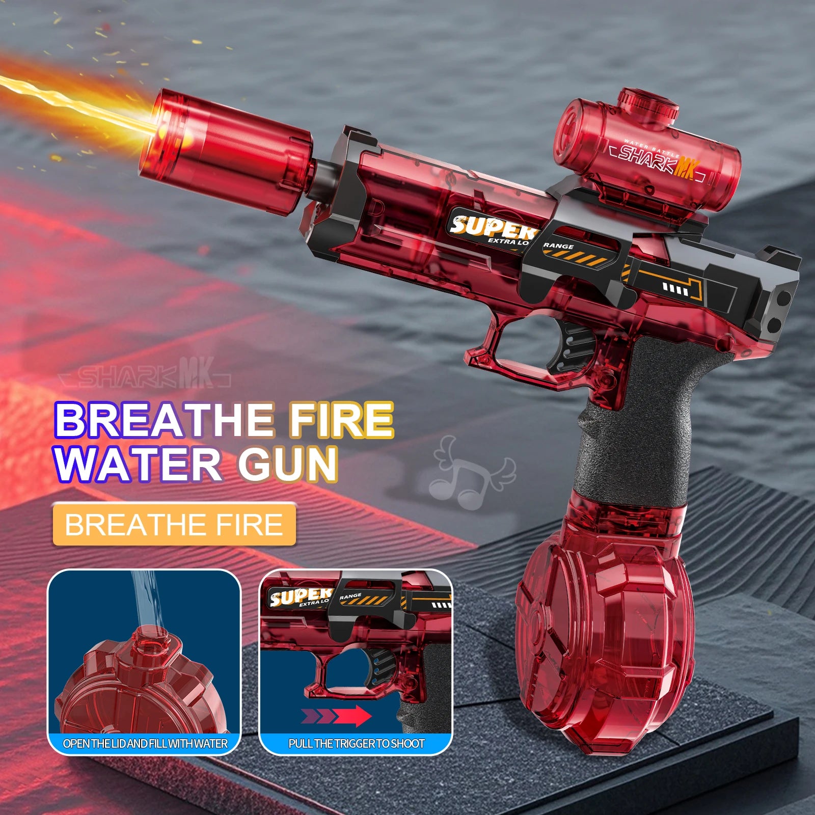 Electric Water Gun with Light | High-Pressure, High-Speed Outdoor