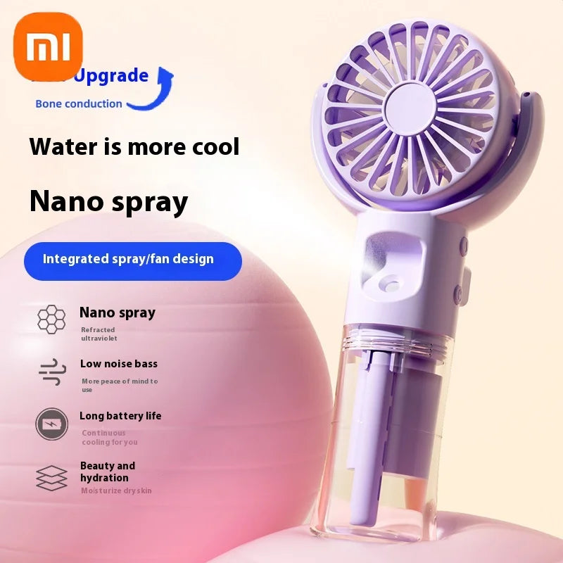 Xiaomi Mini Handheld Humidifier Fan Portable Misting Fan USB Rechargeable Battery Water Spray Handheld Fan with Humidifier