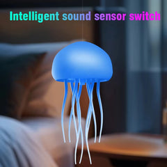 Jellyfish Cartoon LED Night Light Voice Control Gradient Cute Rotating Jellyfish Hanging Bedside Lamp RGB Table Lamps Room Decor