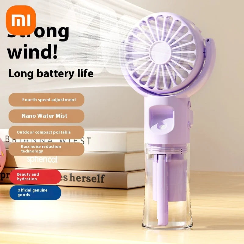 Xiaomi Mini Handheld Humidifier Fan Portable Misting Fan USB Rechargeable Battery Water Spray Handheld Fan with Humidifier
