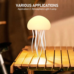 Jellyfish Cartoon LED Night Light Voice Control Gradient Cute Rotating Jellyfish Hanging Bedside Lamp RGB Table Lamps Room Decor