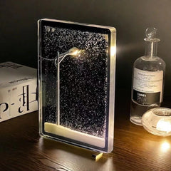 Snow Scene Night Light Desk Light Christmas Crafts Snowy Night Lamp Desktop Decor Arts And Crafts Night Street Lamps for Girls
