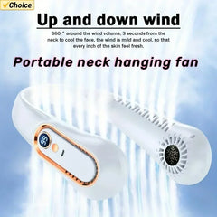 Portable Hanging Neck Fan | USB Bladeless Air Cooler with 5 Speeds & Display